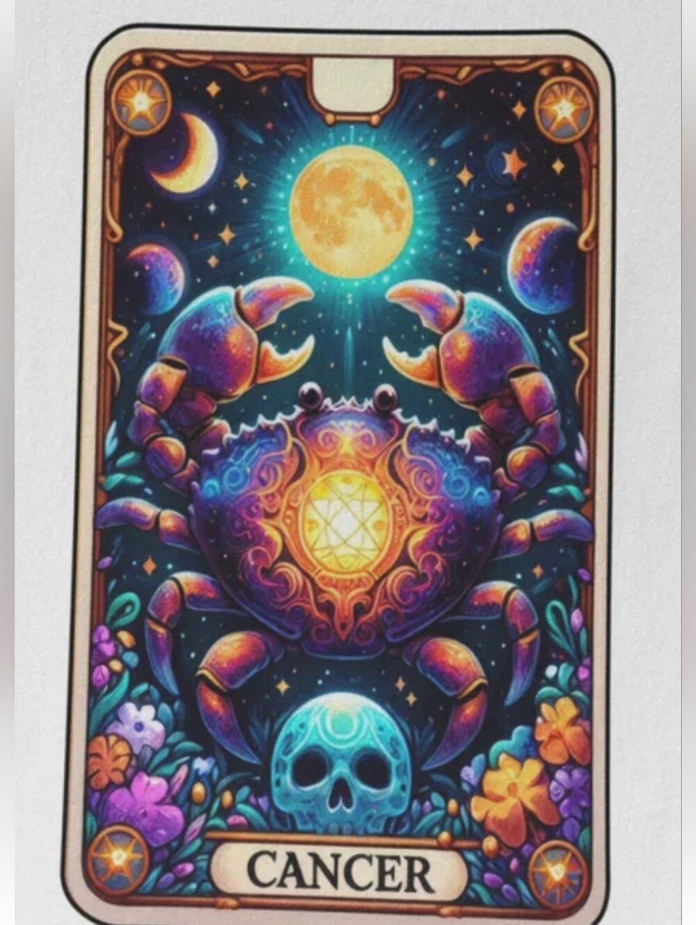 Upcycled Cancer Zodiac Tarot DTF Graphic T-Shirt Size M Mystical Astrology Tee - Picture 3 of 6